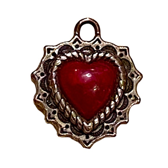 Red Heart & Silver Bohemian Heart Pendant - Picture 3 of 3